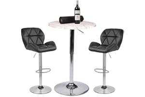 ARTETHYS Bar Table Set of 3 Adjustable Round Desk and 2 Swivel Pub Stools for Home Kitchen Bistro Bars Wine Cabinets