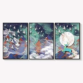 Framed Canvas Wall Art for Living Room, Bedroom Abstract Landscape Dream Place Canvas Prints for Home Decoration Ready to Hanging - 16"x24"x3 Panels