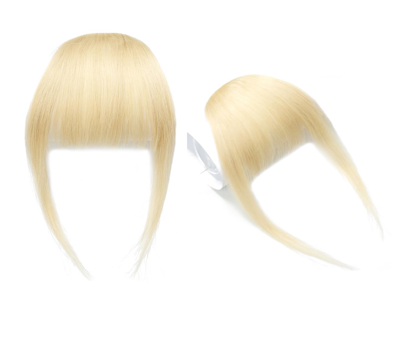 Dsoar Clip in Bangs Real Human Hair Bangs Fringe Hair Hair Extensions Flat Bangs with Temples, Blonde Color — image 1