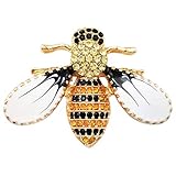 LAXPICOL Lovely Yellow Black Austrian Crystal Honeybee Insect Brooch Pin for Women Girls Gold Tone