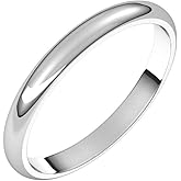 Sonia Jewels Solid 14k White Gold 2.5mm Wedding Band Ring Classic Plain Traditional - Size 5.5
