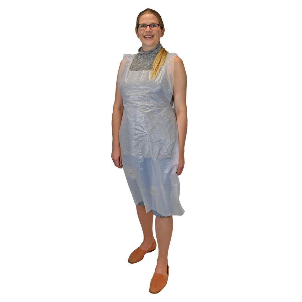 Triplast Plastic Disposable Aprons For Adults | Pack Of 100 | PVC White Aprons Flat Packed