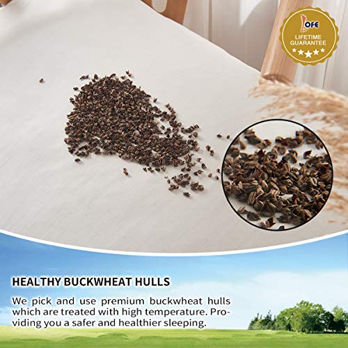 Lofe Buckwheat Hull Pillow for Sleeping with Organic Cotton Cover, Adjustable Loft of Premium Fiber Layer, Japanese Size(14x20), Breathable for Cool Sleep, Cervical Support for Back and Side Sleepers - Thumbnail 2