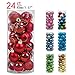 Valery Madelyn 24ct 40mm Christmas Ball Ornaments Red Decoration, Shatterproof Small Xmas Christmas Tree Ornaments Balls, Themed with Tree Skirt (Not Included)