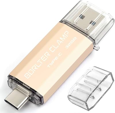BorlterClamp 32GB USB C 3.0 OTG Flash Drive for Android Phones Tablets Gold