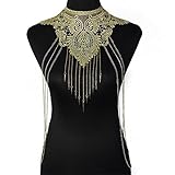 KeyZone Women Lace Hollow Flower Sexy Bikini Body Waist Chain Necklace Jewelry (Golden)