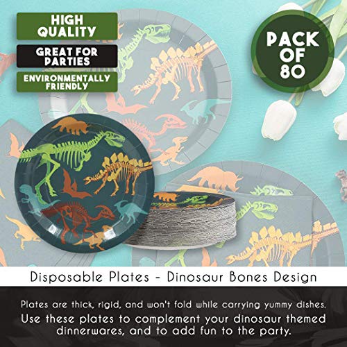 3 Dinosaur+Plates+Skeleton+Birthday+Supplies