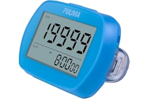 PULIVIA Simple Pedometer 3D Step Counter with 12/24-Hour Clock, Steps Tracker Portable Sport Pedometer with Clip and Lanyard, Step Counter Pedometer for Elder Kids Men Women