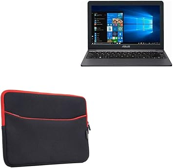 Amazon Com Boxwave Case For Asus Vivobook E12 ma Softsuit With Pocket Soft Pouch Cover W Sleeve For Asus Vivobook E12 ma Jet Black With Red Trim Computers Accessories