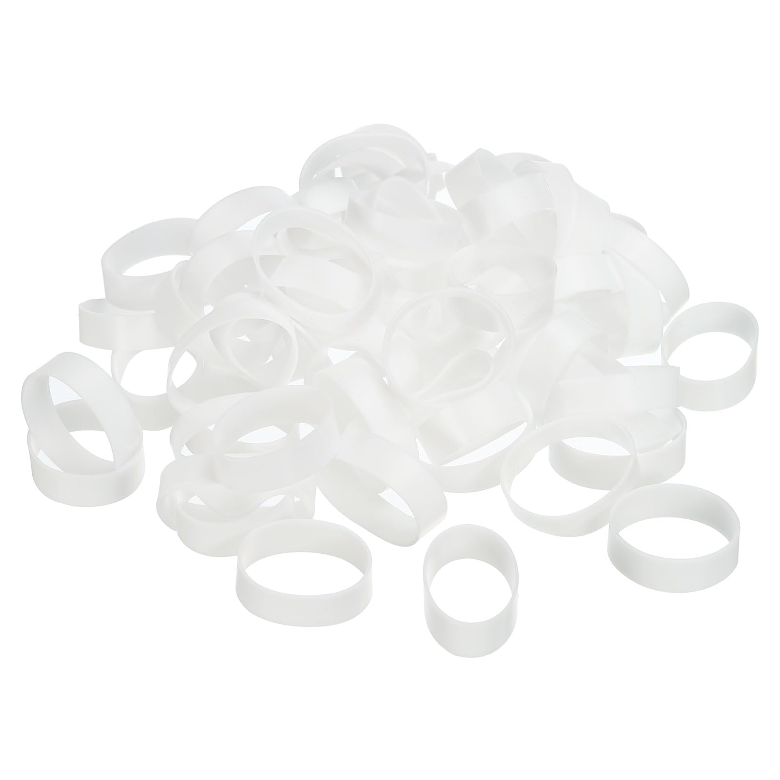 PATIKIL Silicone Rubber Bands Cable Ties 200pcs Non-Slip 1 1/4" Flat White for Cord Wrapping, Bag Wraps, Art