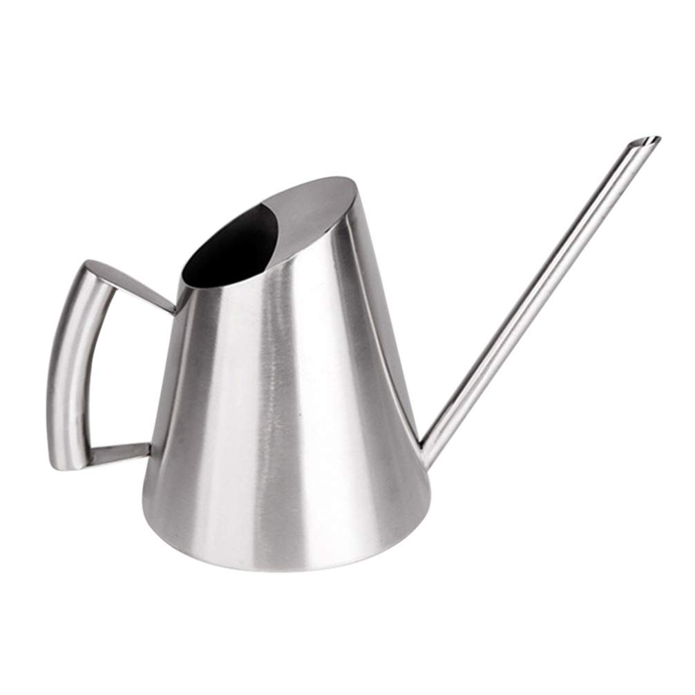 Hemoton Stainless Steel Watering Can Metal Watering Pot with Long Spout for Outdoor and Indoor House Plants 900ml Silver