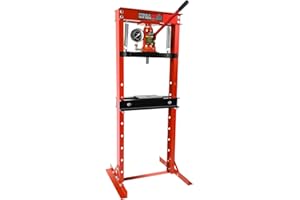 OUTGOODS 12 Ton Hydraulic Shop Press,h-Frame Heavy Duty Bearing Press Tool with Stamping Plates,Garage Floor Press for Metalworking,Bearing Removal,Repair Bend,Straighten,Red w/Pressure Gauge