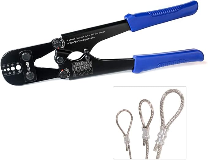 IWISS Wire Rope Crimping Tool for Aluminum Oval Sleeves,Stop Sleeves