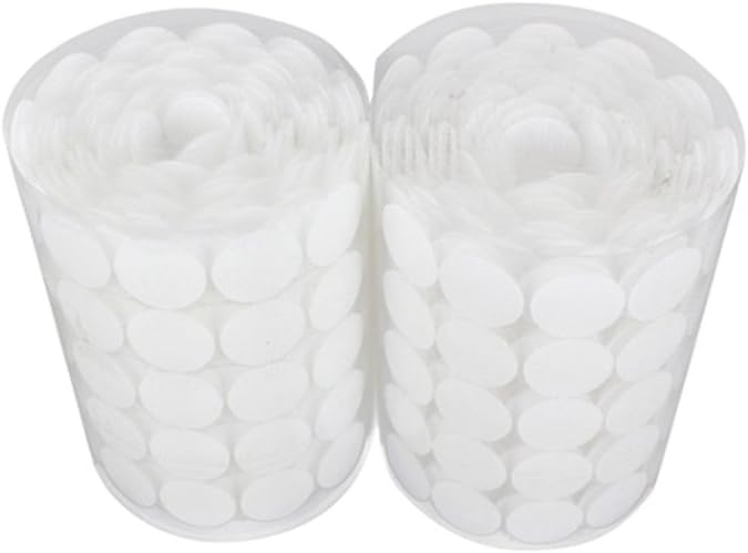 TOYMYTOY 600pcs (300 Pairs) Sticky Back Coins Hook and Loop Self Adhesive Fastener Dots Tapes (White)