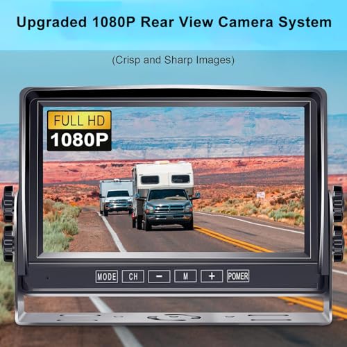 1080P Wired Backup Camera with 7 Inch HD Screen Night Vision Color Starlight 12V-24V Compact Camera Easy to Install for SUV Car Camper Truck Van IP69 Waterproof Cable 15m