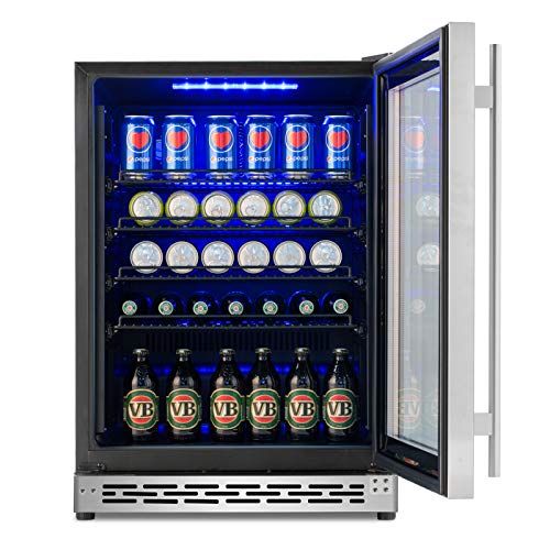 Advanics 24 Inch Beverage Cooler & Refrigerator with Glass Door, Auto