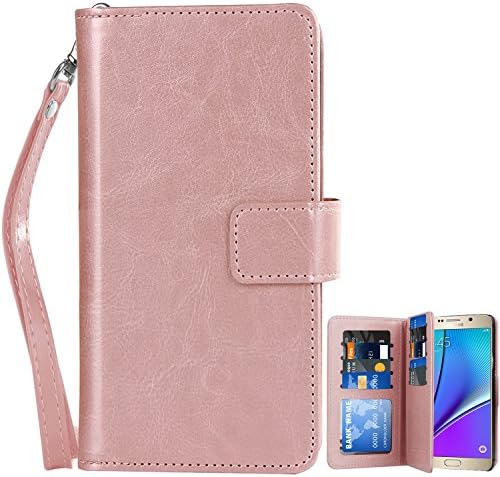 Galaxy Note 5 Case,Note 5 Case,BENTOBEN Note 5 Wallet Case Stand Premium PU Leather Folio Book Style Multiple Card Slots Cash Pocket Magnetic Closure Case for Samsung Galaxy Note 5 Rose Gold