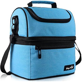 Hap Tim Lunch Box Insulated Lunch Bag Medium Size Cooler Tote Bag for Adult,Men,Women, Double Deck Cooler for Office/Picnic/Travel/Camping(16040-BL)