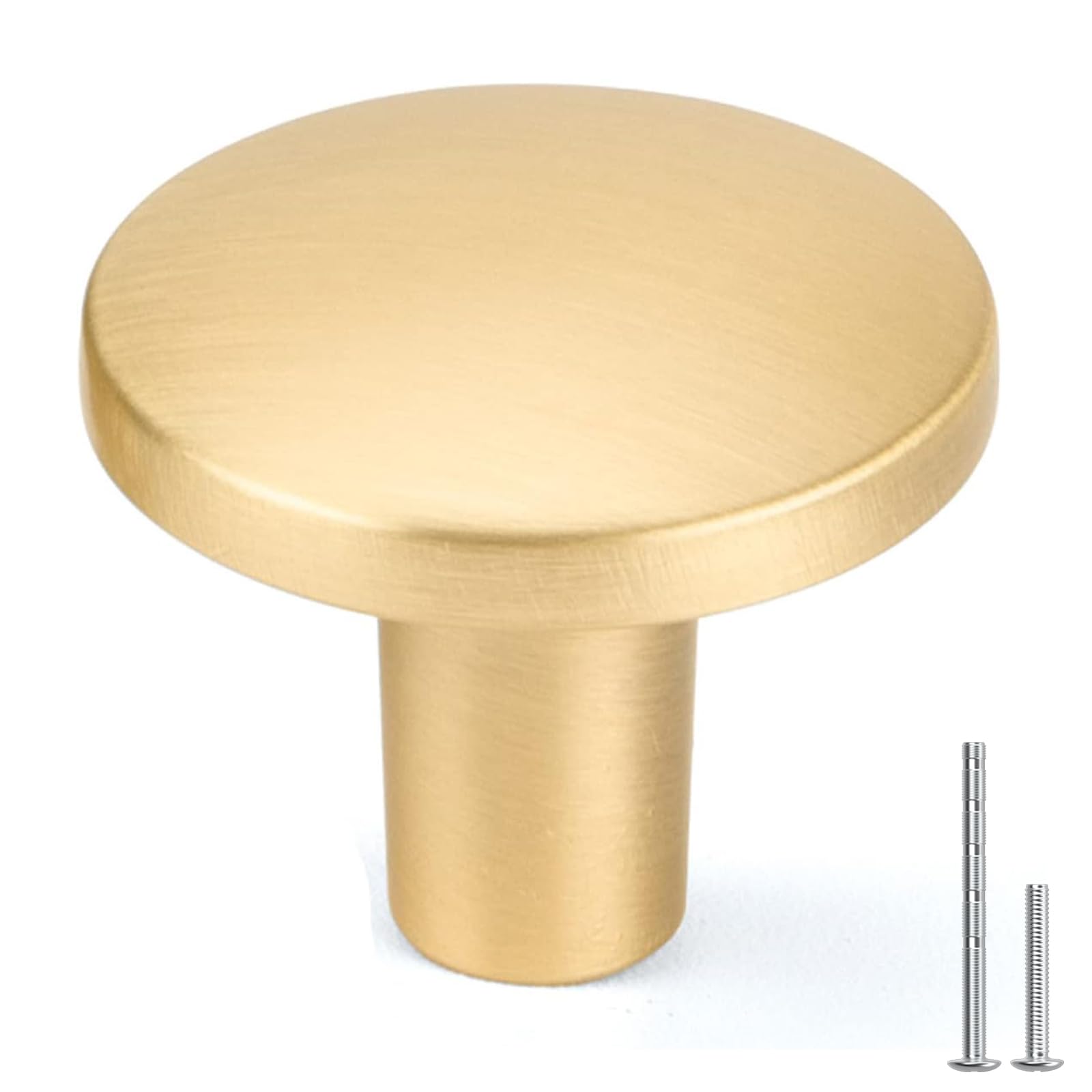 Haliwu 20 Pack Gold Cabinet Knobs Brushed Brass Dresser Drawer Knobs Round Gold Kitchen Cabinet Hardware Zinc Alloy Image