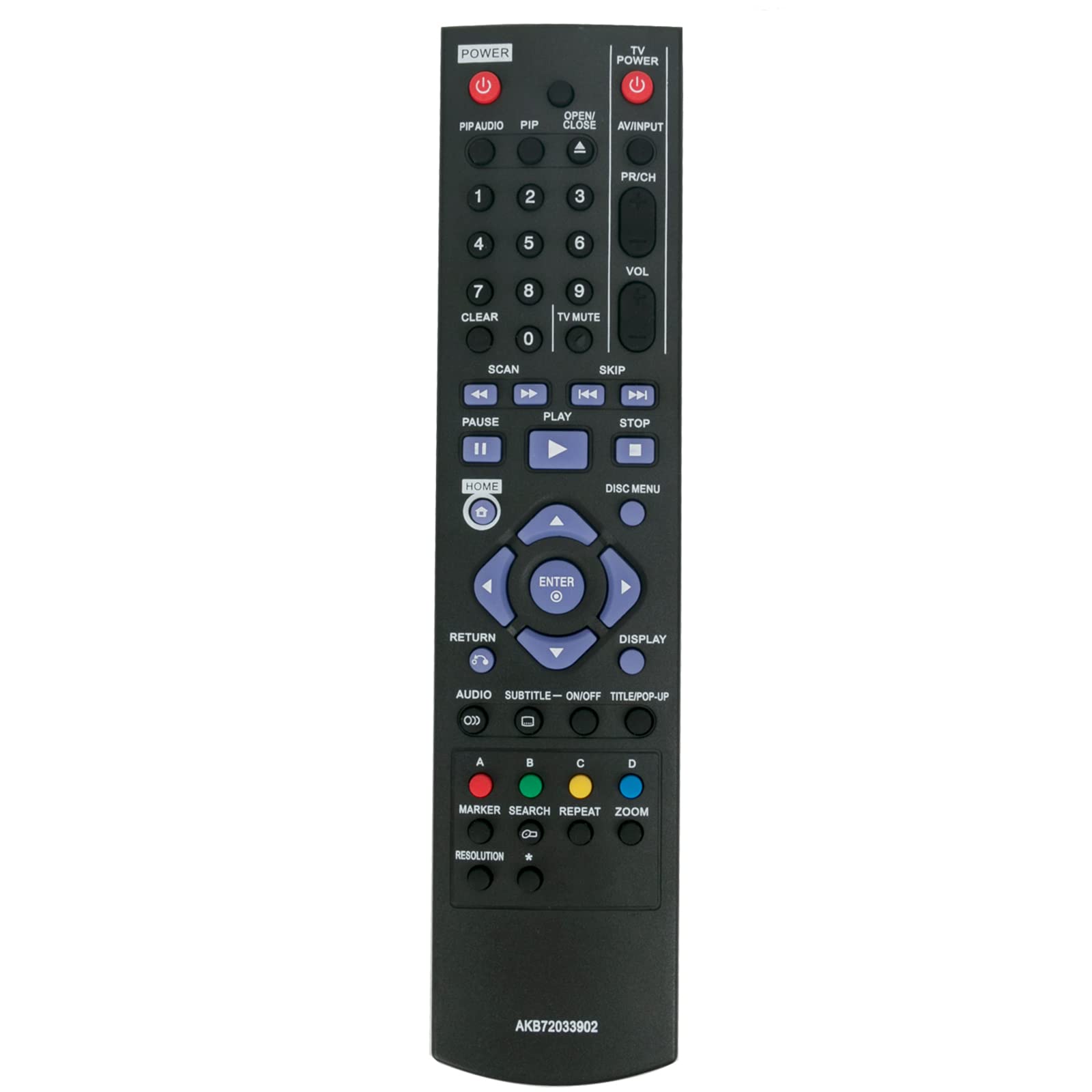 VINABTY AKB72033902 Replacement Remote Control Compatible with LG Network Blu-ray Disc Player BD370C BD360 BD370 BD560 BD565 BD570