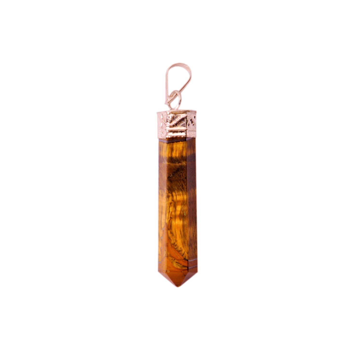Purpledip Tiger Eye Pendant: Reiki Energized Natural Crystals, Good Luck Healing Charm (11348)