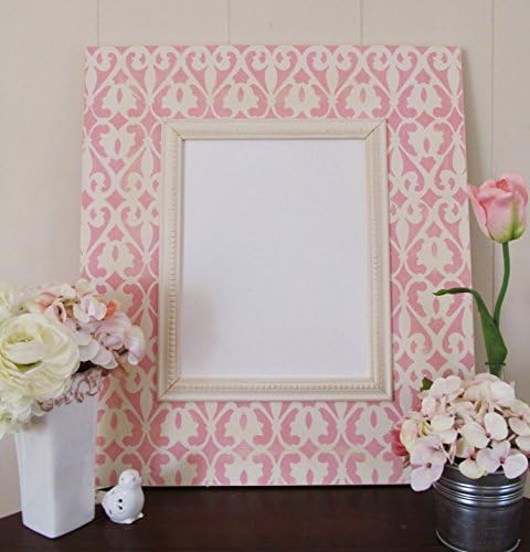 Shabby Chic Picture Frame in Pink and Vintage White with Beaded Trim