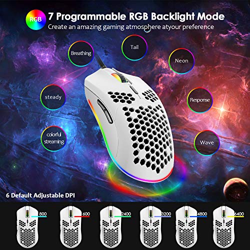 Wired Gaming Keyboard and Mouse Combo,87 Keys Compact Rainbow Backlit Keyboard,RGB Backlit 6400 DPI Lightweight Gaming… - Image 3