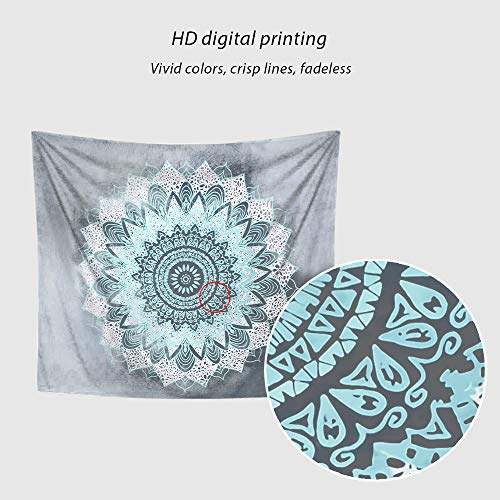 Tapestry Wall Hanging, MDShun Teal Mandala Wall Tapestries Indian Hippie Bohemian Tapestry Wall Mural Home Décor for Bedroom Living Room Decorations 82.7x59.1 Inches