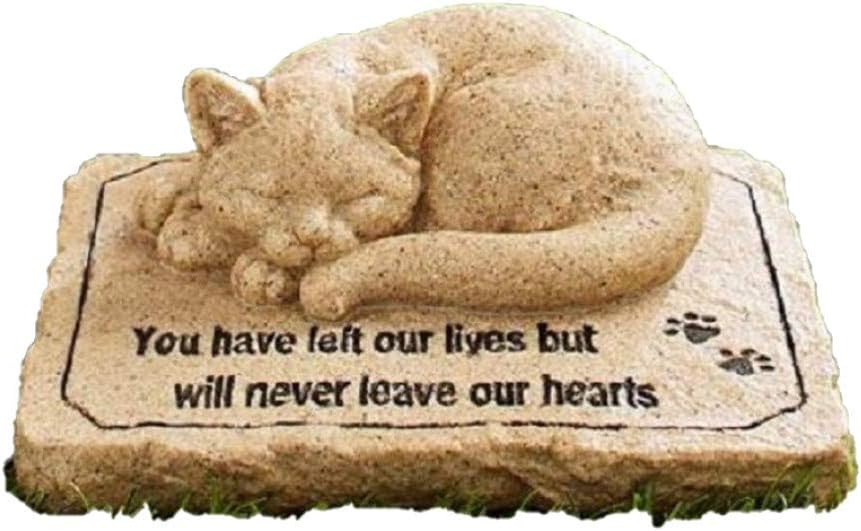 Hardscaping Materials - CT DISCOUNT STORE Cat Memorial Stone Cold Cast Ceramic Memorial Garden Backyard (Flower Greenery Cat)