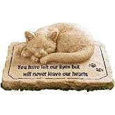 CT DISCOUNT STORE Cat Memorial Stone Cold Cast Ceramic Memorial Garden Backyard (Flower Greenery Cat)