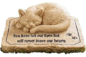 Pet Memorial Stones Cold Cast Ceramic Memorial Garden Backyard Flowers Greenery (Cat)