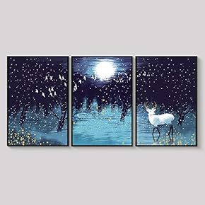 Framed Canvas Wall Art for Living Room, Bedroom Abstract Landscape Dream Place Canvas Prints for Home Decoration Ready to Hanging - 16"x24"x3 Panels