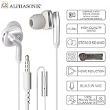 Alphasonik Premium In Ear Noise Isolating Headset Earphones/Earbuds/Headphones with Stereo Microphone & Remote Control Made for Apple iPhone iPad iPod Samsung Galaxy and More IOS/Android Smartphones