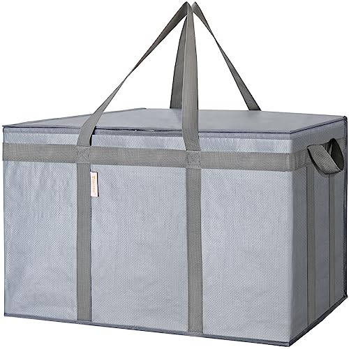 BALEINE Insulated Reusable Grocery Bags, Collapsible Cooler Bag for Groceries, Heavy Duty Large Insulated Bag (XXX-Large, Urban Gray)