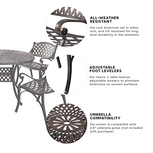 Kinger Home 5Piece OilRubbed Bronze Patio Set, Cast Aluminum Patio