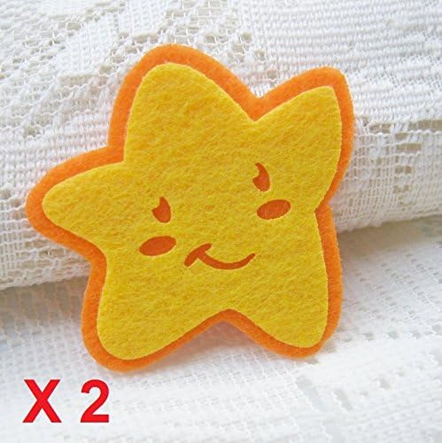 Felt Applique 40x40mm Iron on Applique Star Yellow Orange Little Star kawaii applique (Set of 2) C010