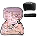 Eliza Huntley Jewelry Organizer 10.5” x 7” x 2” - Portable Jewelry Case - Ideal for Necklaces, Rings, Bracelets, Earrings, Watches – Black With White Piping – Stylish - Multifunctional