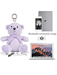 Mini altavoz bluetooth, SYmarts bonito oso juguetes portátil inalámbrico Bluetooth mini altavoz regalo para mujeres, niñas, niños, bebé, Púrpura