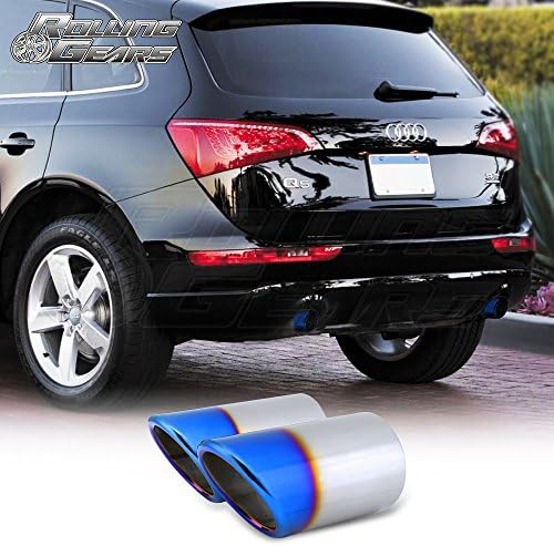 Rolling Gears Exhaust Muffler Sport Tailpipe Tips For Audi Q5 2.0T, 3-Year Rust Protection, Burnt Blue x 2 Piece
