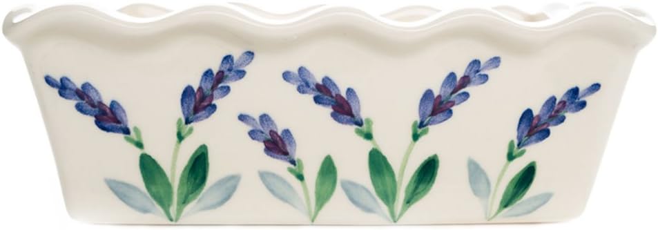 Ceramic Bread and Meatloaf Pan - Decorative White 8 Inch Stoneware Nonstick Lead Free Baking Dish Made in USA