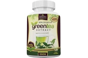 BOTANICA RESEARCH Green Tea Extract EGCG Polyphenols Supplement Stomach Energy Pills Antioxidant Detox Belly Complex Diet Vitamin 500mg Capsules Thermogenic Booster Flush for Women Men