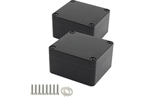 HoHaing Project Box IP65 Waterproof Dustproof Junction Box ABS Plastic Enclosure Box for Electronics Black Outdoor Project 2.48"x 2.28"x 1.37"(63 x 58 x 35 mm)(2Pcs)