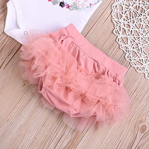 Tianhaik Peuter Baby Meisje Kleding pak Zomer Wit Garland Print Romper +Mesh Ruche Bloomers Broek - Image 6