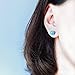 Platinum Plated Opal Stud Earrings for Men, Women,8mm Dark Blue Ear Piercing & Synthetic Lab Created