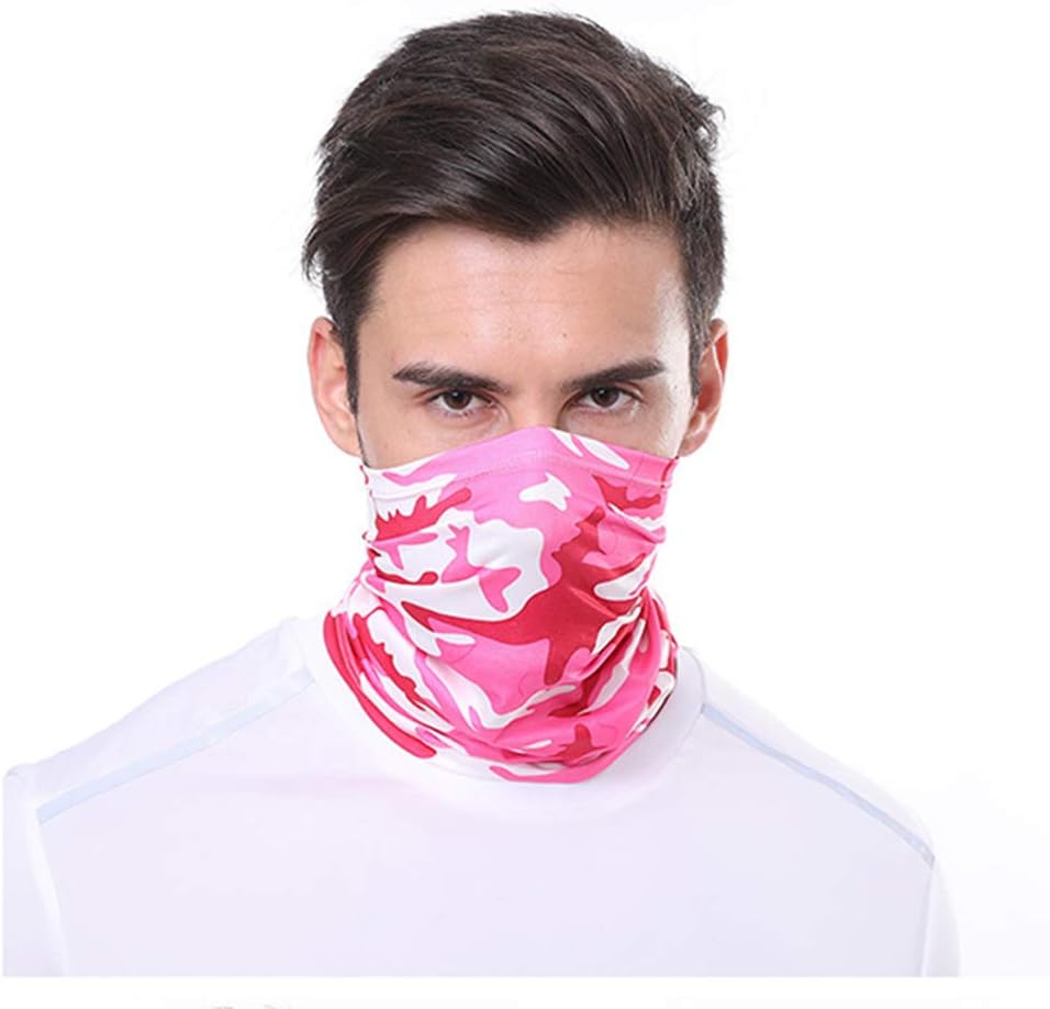 Bandana Face Mask Neck Gaiter Beadwear Multi-Function Magic Headband for Women Men Fishing Motorcycling Running Camo-Pink