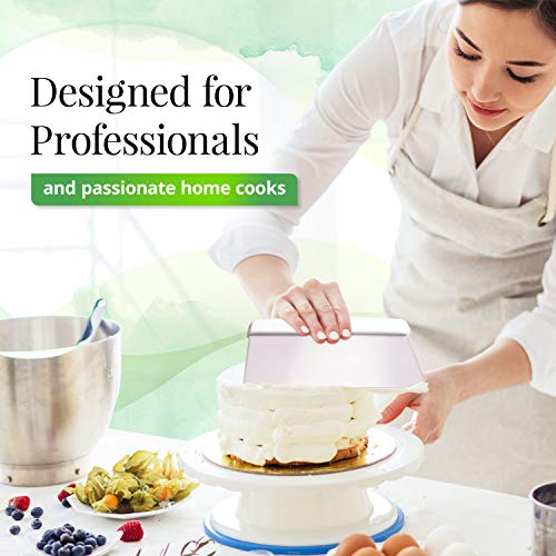 Bleteleh Large Bench Scraper for Tall Cakes, Stainless Steel Dough Scraper for Baking, Long Wide