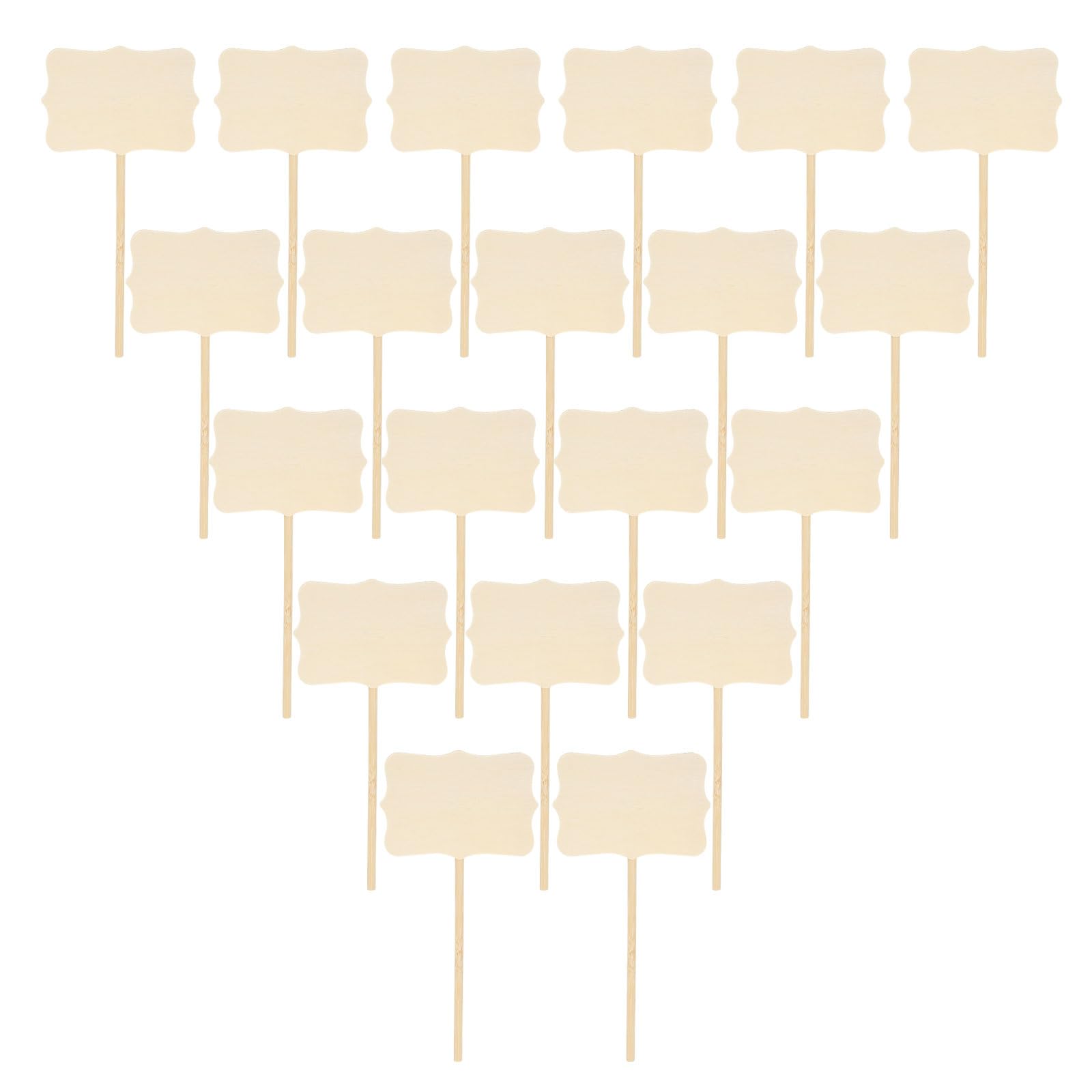 PATIKIL 20 Pcs Wood Plant Chalkboard, 6.6"x3.1" Gardening Plant Tags for Plant Decorative Florist Flower Price Tags Markers, Wood Color (Irregular Shape)