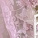 Haoun 2Pcs Butterfly Flocking Voile Tulle Sheer Curtain Window Panel Drape 39.4x78.8 - Pink