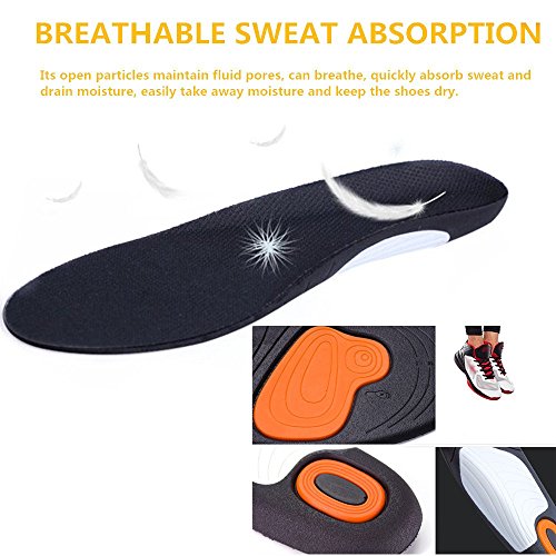 Orthotic Insoles for Men & Women, Full Length Plantar Fasciitis Inserts with Hight Arch Support, Sports Orthopedic Gel Shoes Insoles for Supination, Flat Feet, Heel & Foot Pain (Men's 8-13, Black) - Thumbnail 5