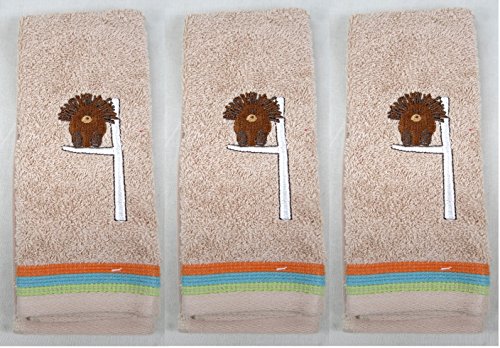 Set of 3 Forest Friends Hedgehog Fingertip Hand Towels